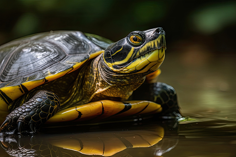 Yellow Belly Slider in shallow water